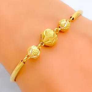 Luxurious Alluring 22k Gold Orb Flexi Bangle Bracelet