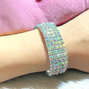 MADISON - 5 row AB rhinestone stretch bracelet (silver)