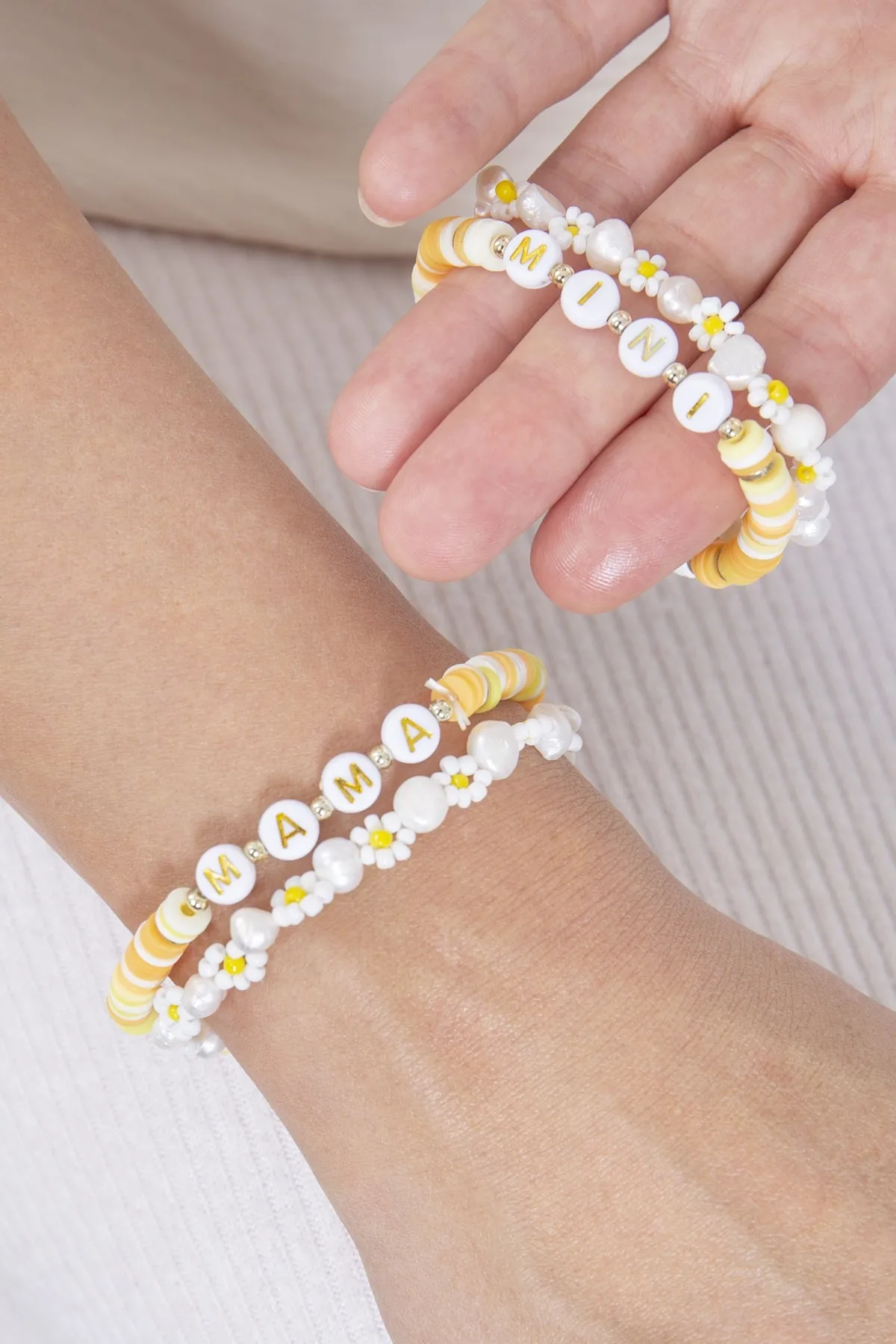 Mama & Mini FIMO Flower Bracelet Set Yellow - Pack of 6