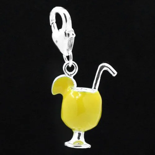 Margarita Cup Clip on Pendant for European Charm Jewelry w/ Lobster Clasp