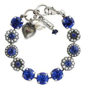 Mariana "Blue Royale" Silver Plated Lovable Rosette Crystal Bracelet, 4084 M48206