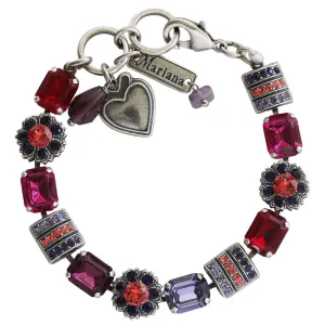 Mariana "Xenia" Silver Plated Baguette Rectangle Floral Crystal Bracelet, 4099 1091