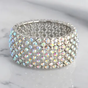 MEGAN - AB silver Pave Rhinestone Stretch Bracelet