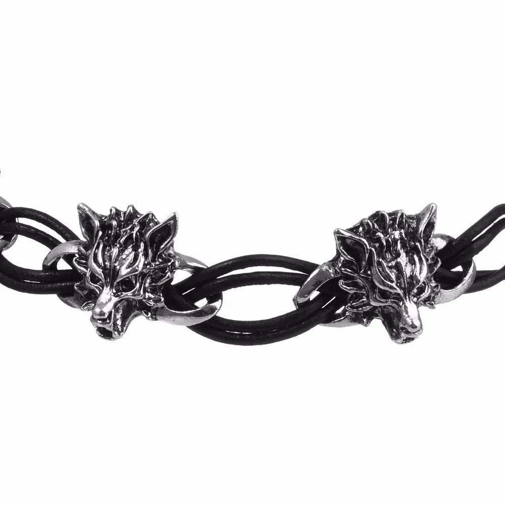 Men Bracelet Stainless Steel & Wolf PU Cuff Leather Bracelets Bangles Men Jewelry Accessories For Best Friends