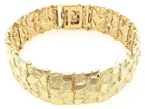 Men's 10k Yellow Gold Solid Nugget Bracelet 8"- 8.5" 18.5mm 50 grams