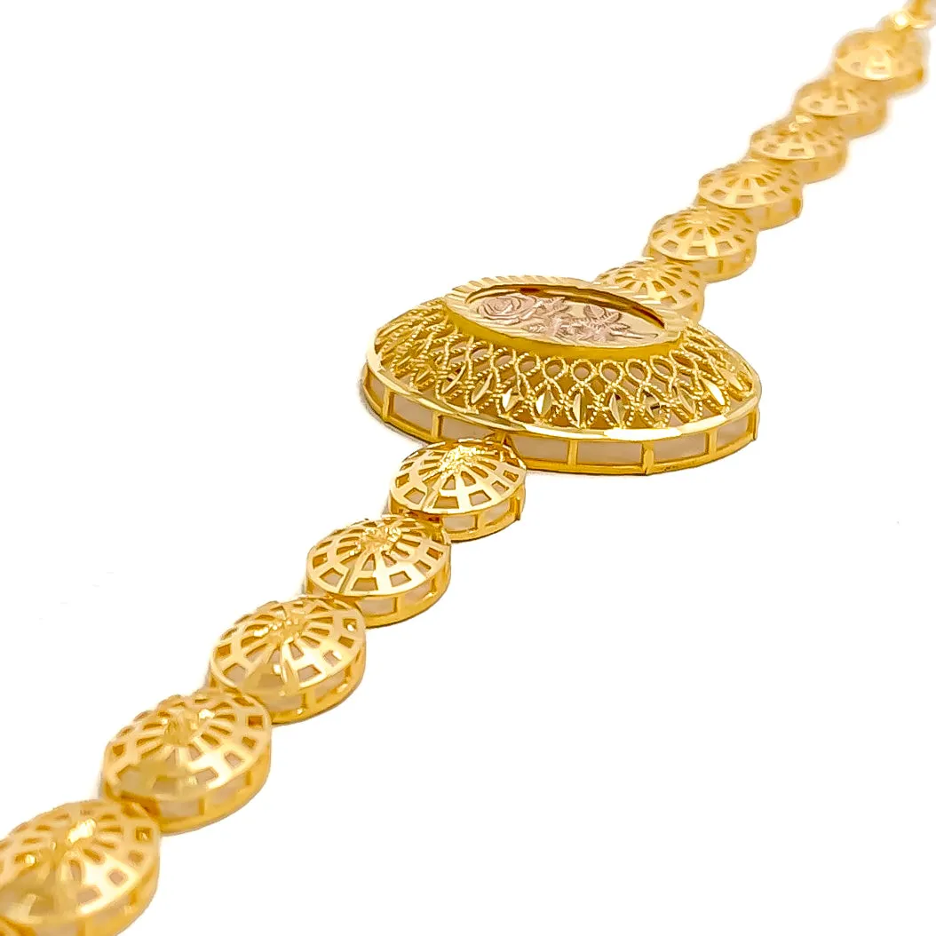 Mesmerizing Striped Oval 21k Gold Bracelet