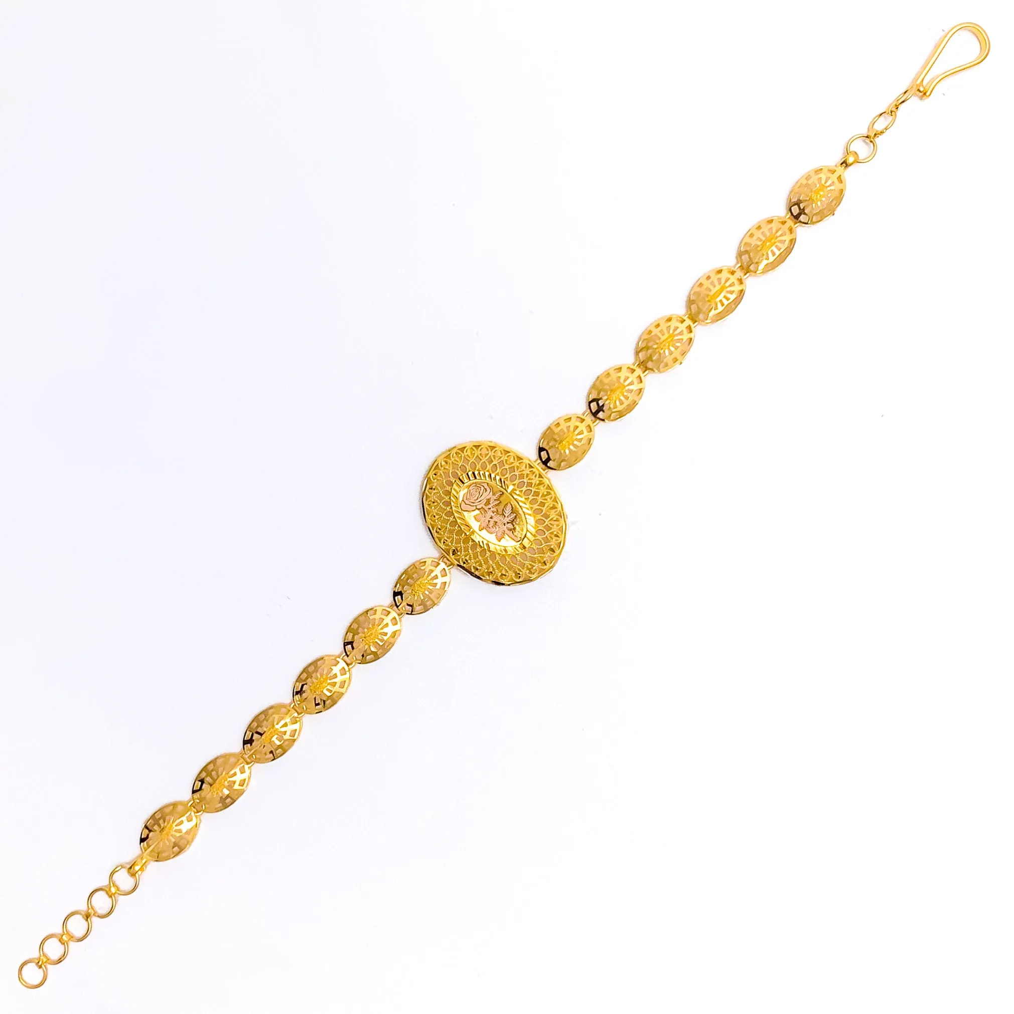 Mesmerizing Striped Oval 21k Gold Bracelet