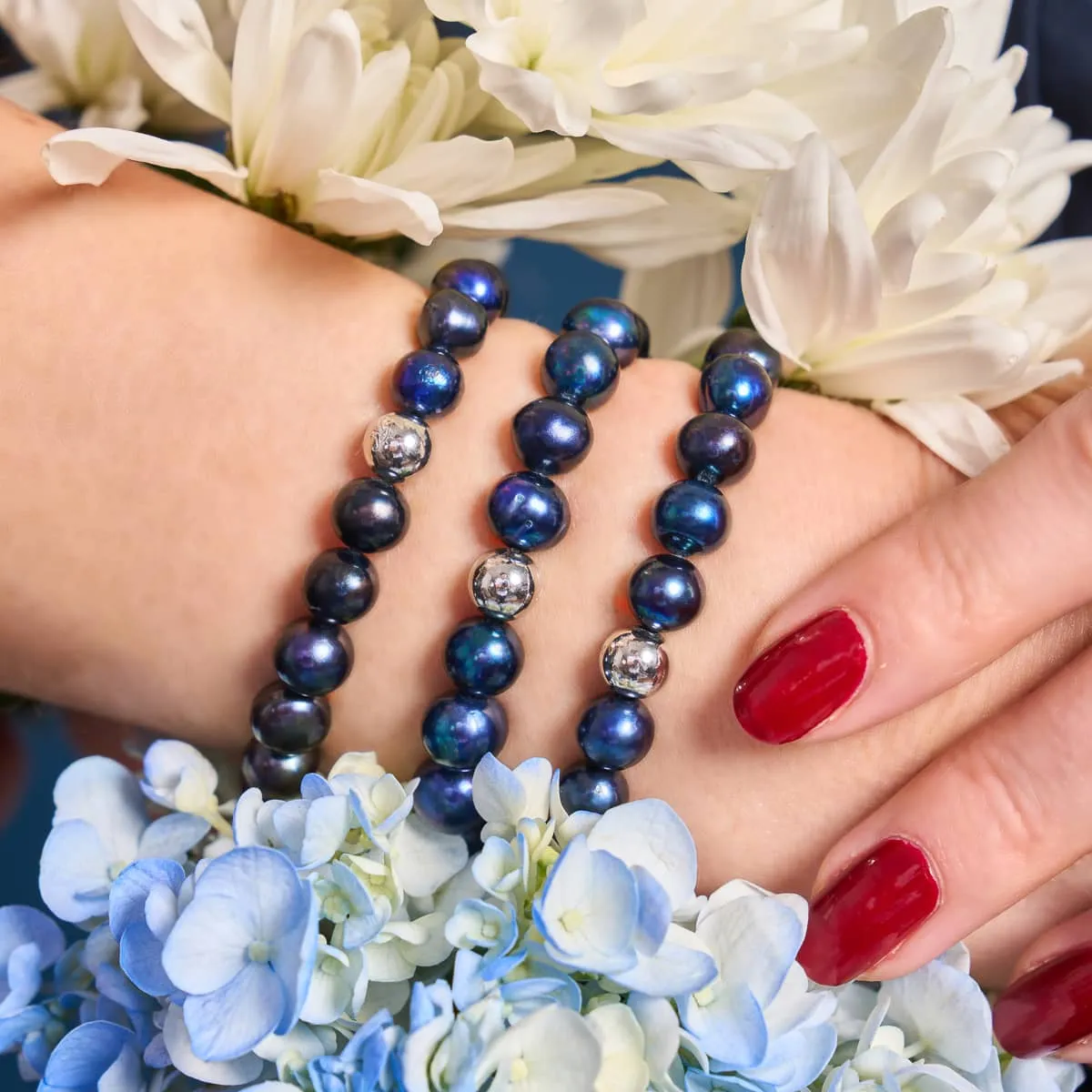 Midnight Blue | .925 Sterling Silver | Freshwater Pearl Bracelet