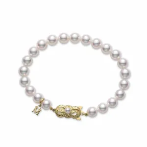 Mikimoto 18K Yellow Gold A Akoya Pearl Strand Bracelet