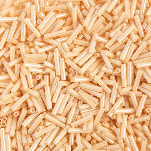 Miyuki Slender Bugle 1.3x6mm Beige Glazed Luster - apx 16g Vial