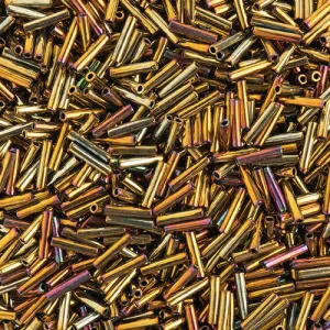 Miyuki Slender Bugle 1.3x6mm Light Bronze Iris/AB Metallic