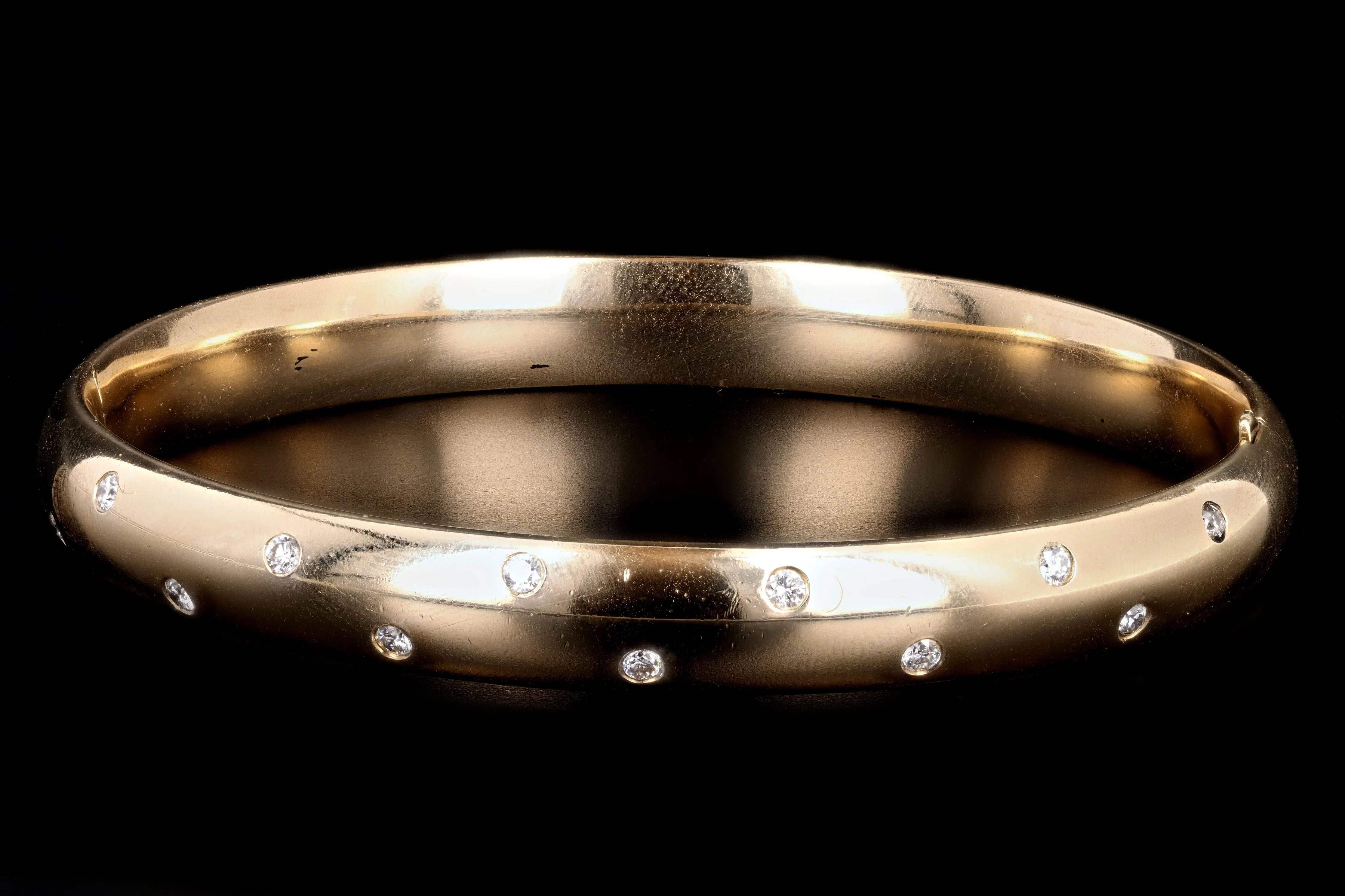 Modern 14K Yellow Gold .35 Carat Round Brilliant Diamond Bangle