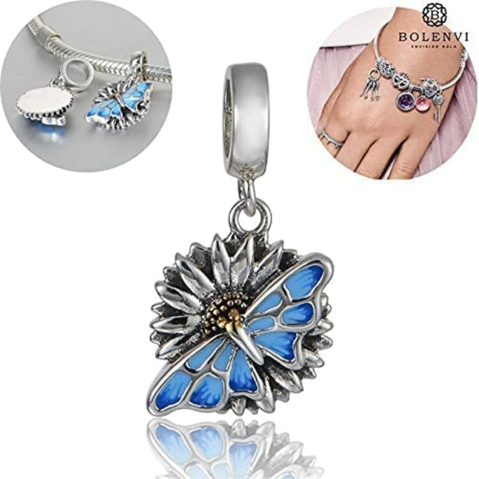 Monarch Butterfly on Sunflower Dangle Pendant