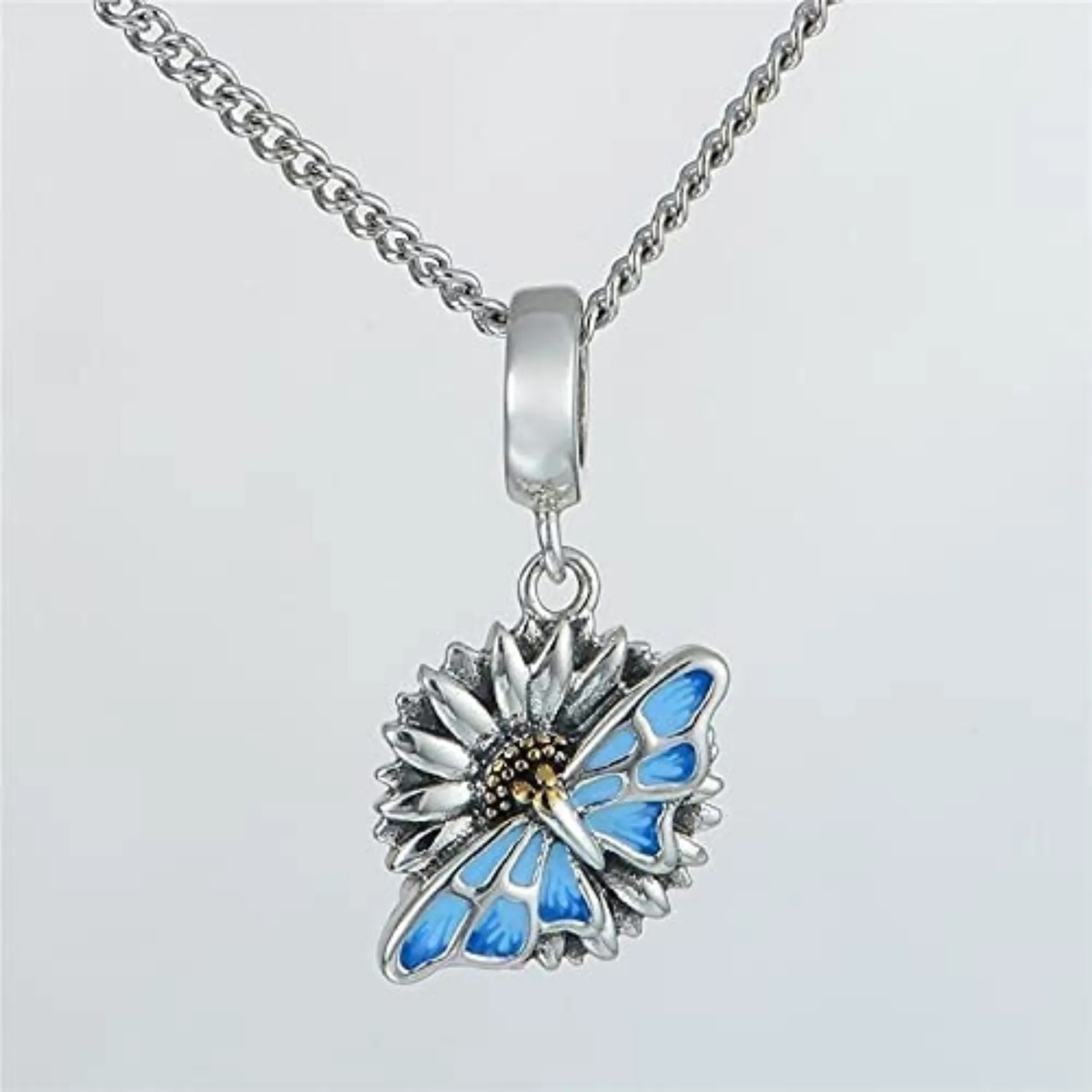 Monarch Butterfly on Sunflower Dangle Pendant