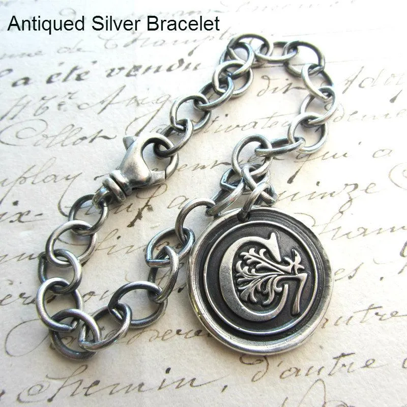 Monogram Initial Wax Seal Medallion Bracelet