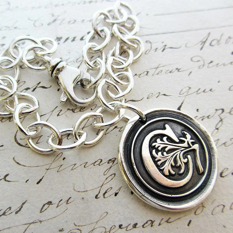 Monogram Initial Wax Seal Medallion Bracelet