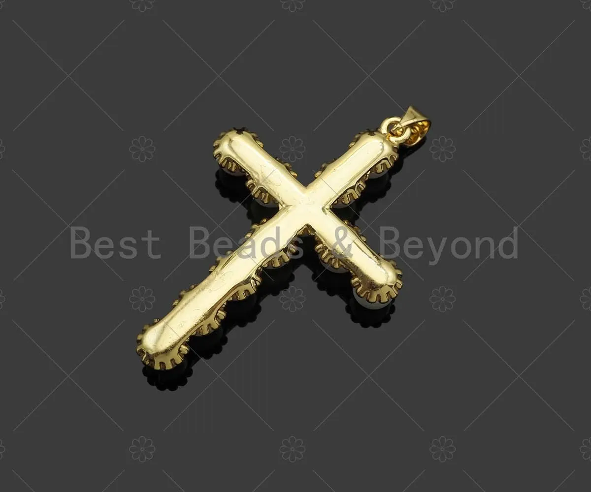 Mother of Pearl Cross Shape Pendant/Charm,18K Gold MOP Charm, 27x40mm, Sku#LD30