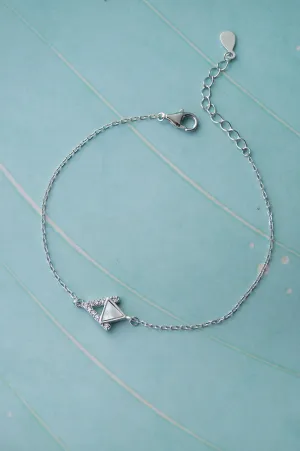 Mother Of Pearl Entangled Triangles Sterling Silver Chain Bracelet