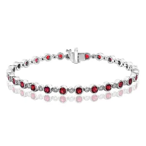 Moyer Collection 18KW Gold 3.40ctw Ruby & 0.55ctw Diamond Tennis Bracelet - 200806