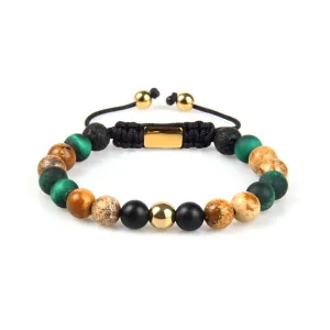 Multi-stone & Gold Beads Bracelet