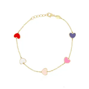 Multicolored Mixed Heart Station Bracelet