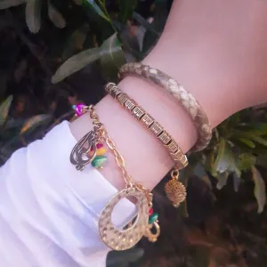 Naomi Bracelets Set - Light Brown Leather