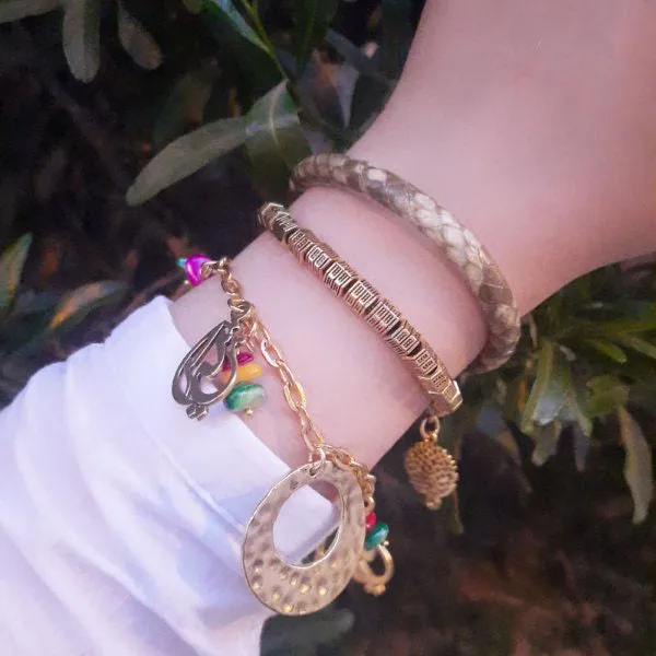 Naomi Bracelets Set - Light Brown Leather