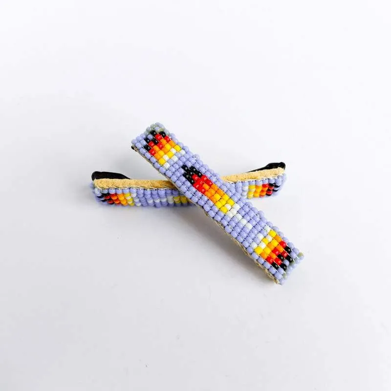 Navajo Beaded Hair Clip Set in Lavender