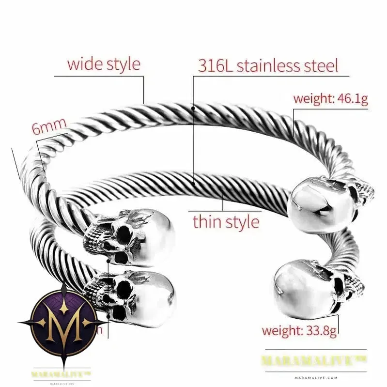New Cool Punk Skull Bracelet For Man 316 Stainless Steel love Bangle Man's High Quality Jewelry BRG-012