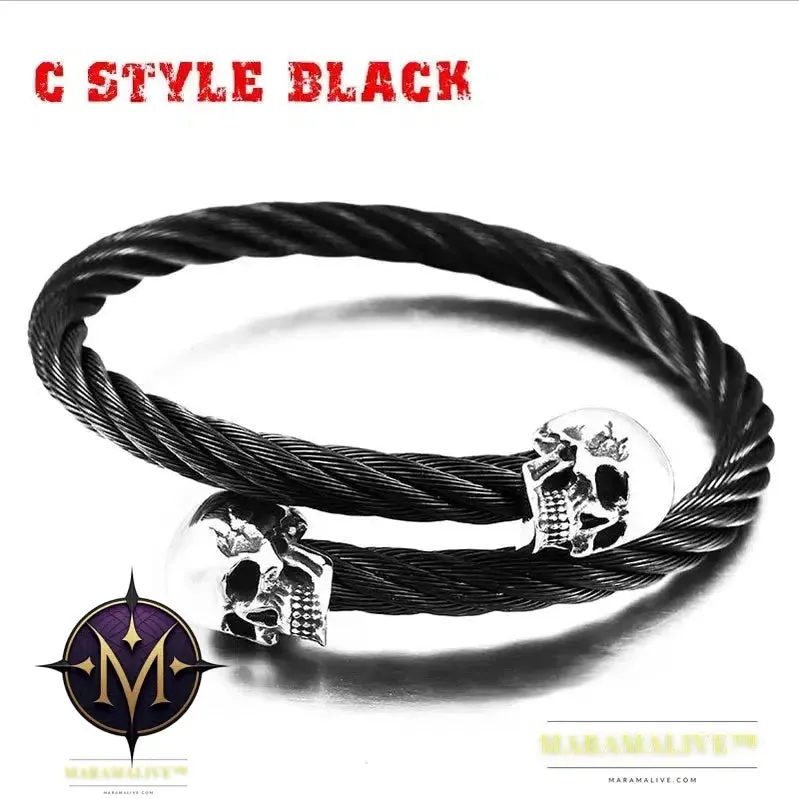 New Cool Punk Skull Bracelet For Man 316 Stainless Steel love Bangle Man's High Quality Jewelry BRG-012
