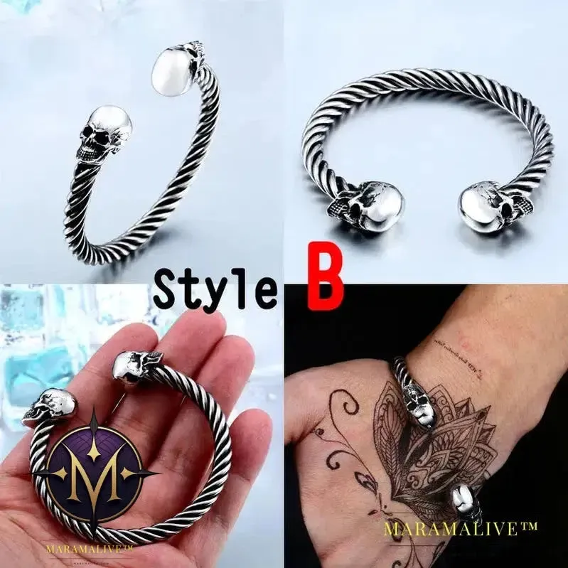 New Cool Punk Skull Bracelet For Man 316 Stainless Steel love Bangle Man's High Quality Jewelry BRG-012