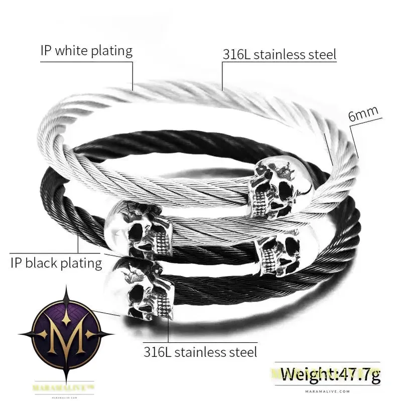 New Cool Punk Skull Bracelet For Man 316 Stainless Steel love Bangle Man's High Quality Jewelry BRG-012