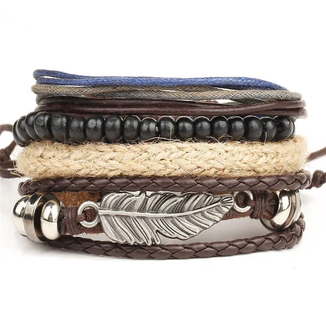 New Fashion accessories anchor Bead Leather Bracelets