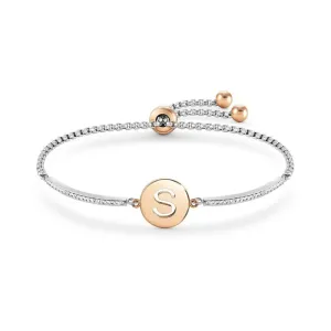 Nomination Milleluci Bracelet, Letter S, Crystal Pave, Rose PVD, Stainless Steel