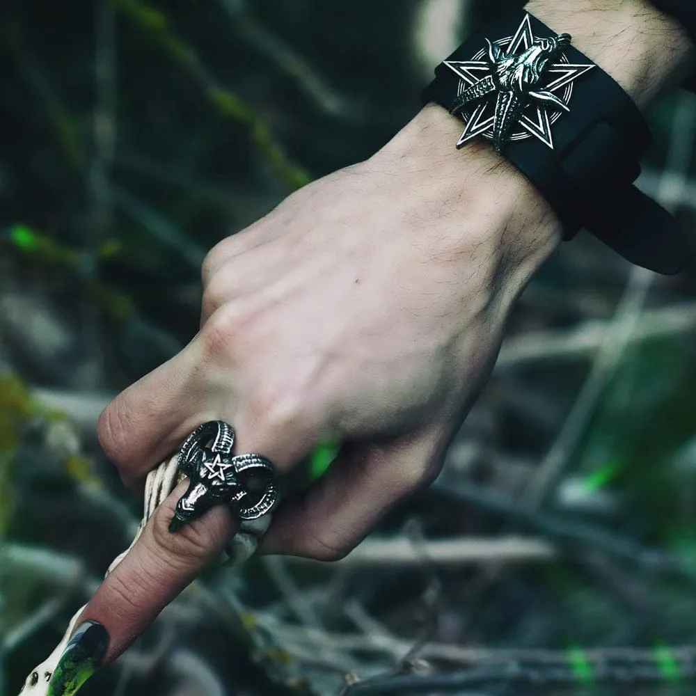 Occultist's Pentagram Star Goat Baphomet Bracelet