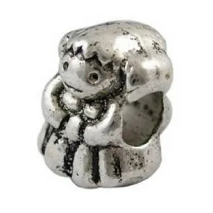 One Cute Baby Little Girl Bead European Bead Compatible for Most European Snake Chain Charm Bracelet with 2 Clear Silicone Stoppers