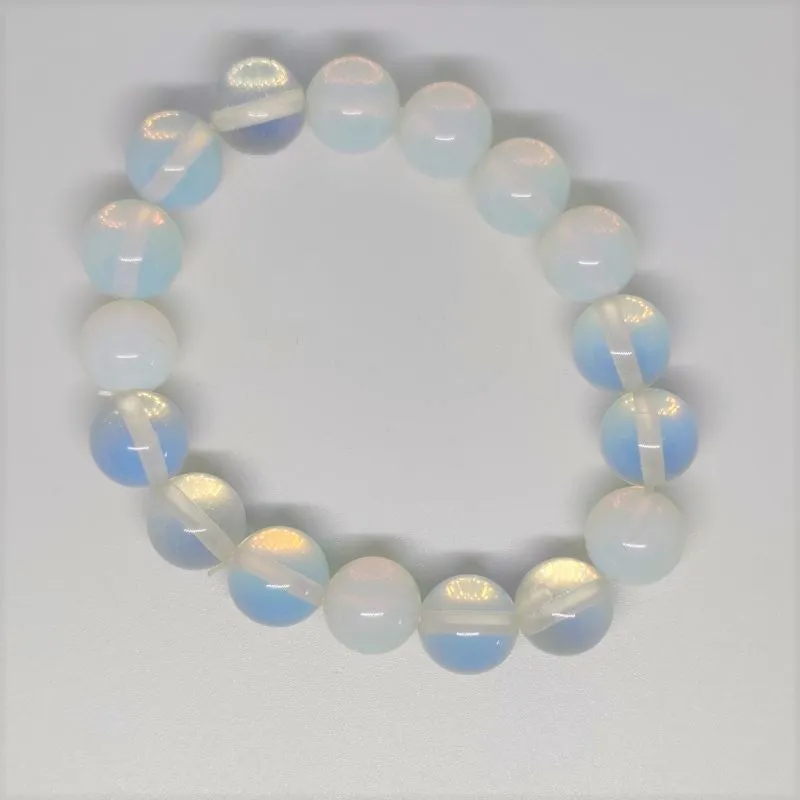Opalite Round Bead Crystal Bracelet