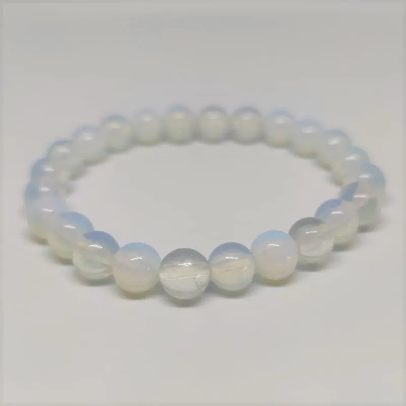 Opalite Round Bead Crystal Bracelet