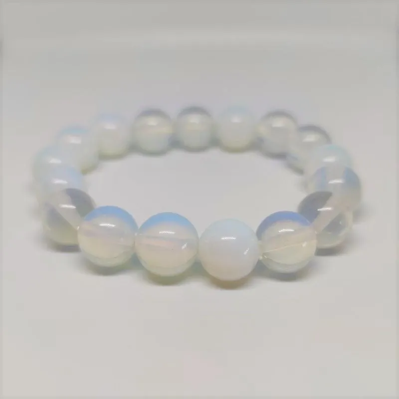Opalite Round Bead Crystal Bracelet