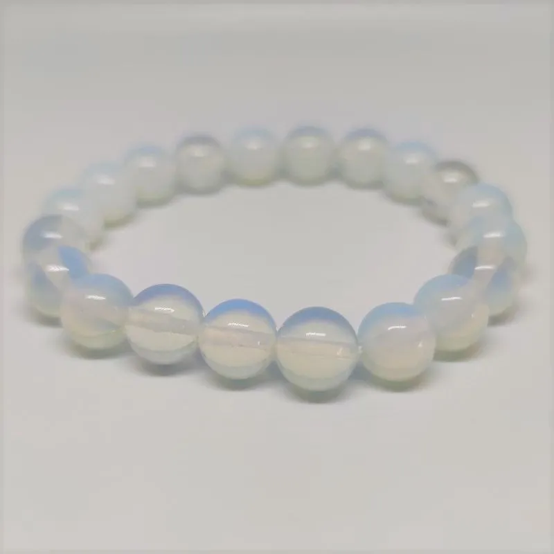 Opalite Round Bead Crystal Bracelet