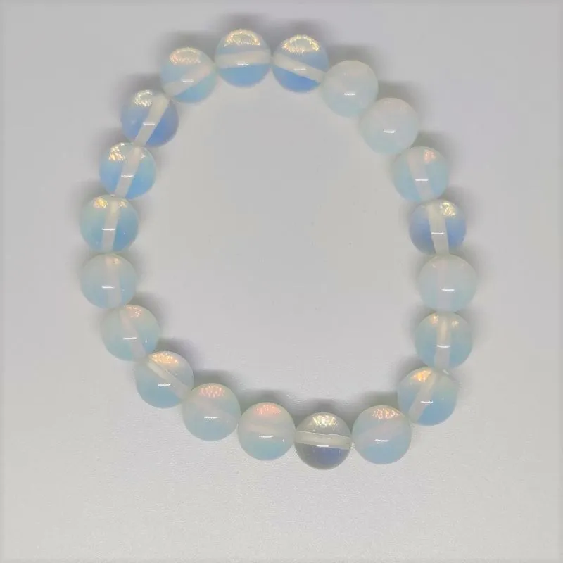 Opalite Round Bead Crystal Bracelet