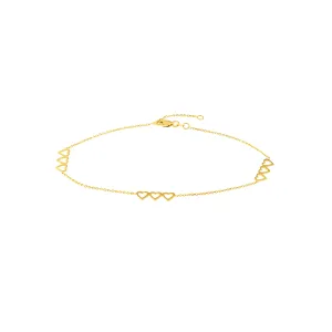 Open Heart Trio Adjustable Anklet