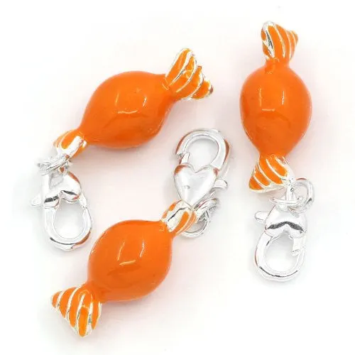 Orange Candy Pendant for European Charm Jewelry w/ Lobster Clasp
