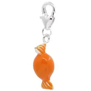 Orange Candy Pendant for European Charm Jewelry w/ Lobster Clasp