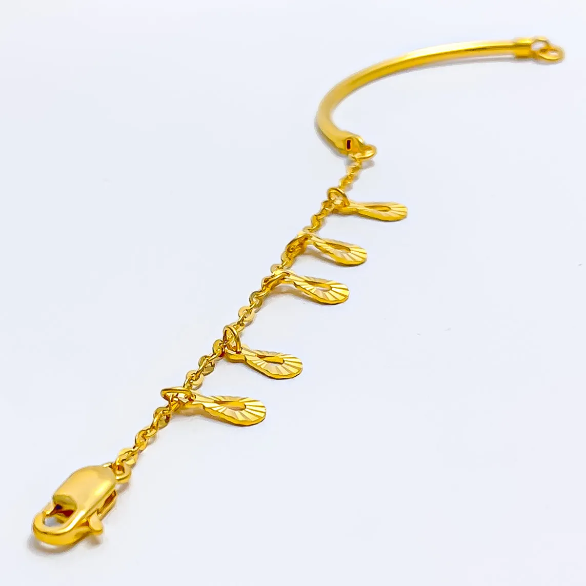Ornate Dangling Drop 22k Gold Baby Bracelet