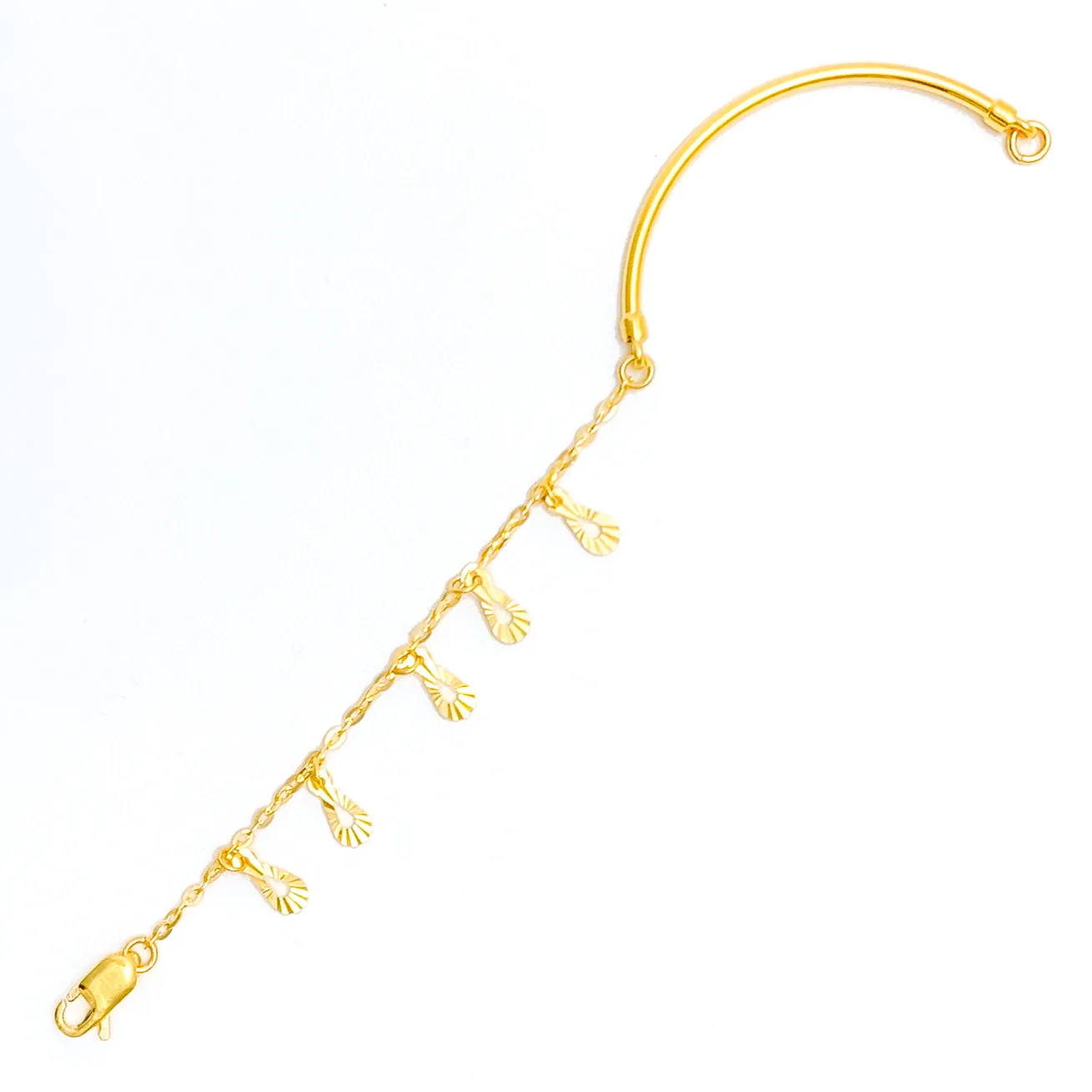 Ornate Dangling Drop 22k Gold Baby Bracelet