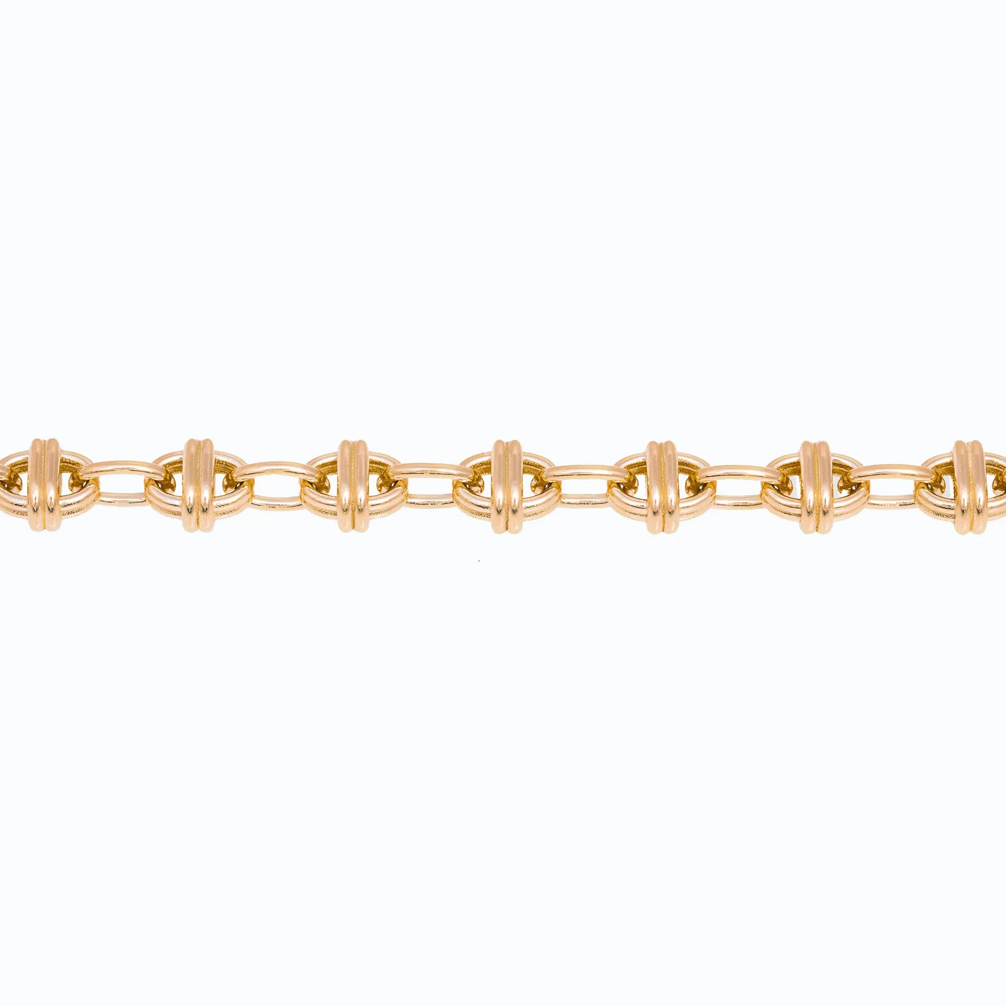 Oval Chain Bracelet 18K Yellow Gold, Small Link, 7.25"