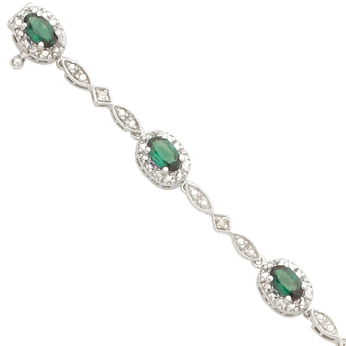 Oval Gemstone & Diamond Bracelet