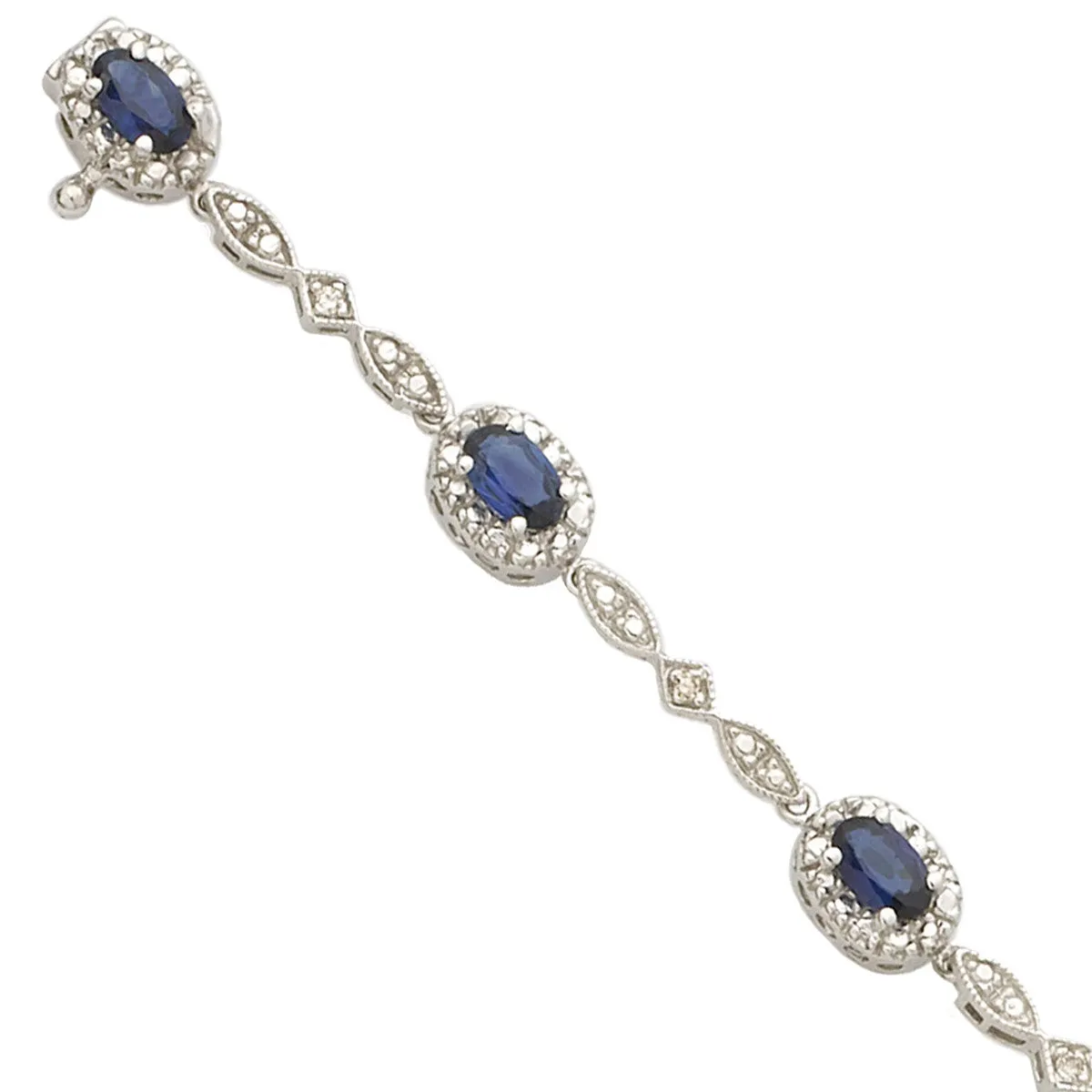 Oval Gemstone & Diamond Bracelet