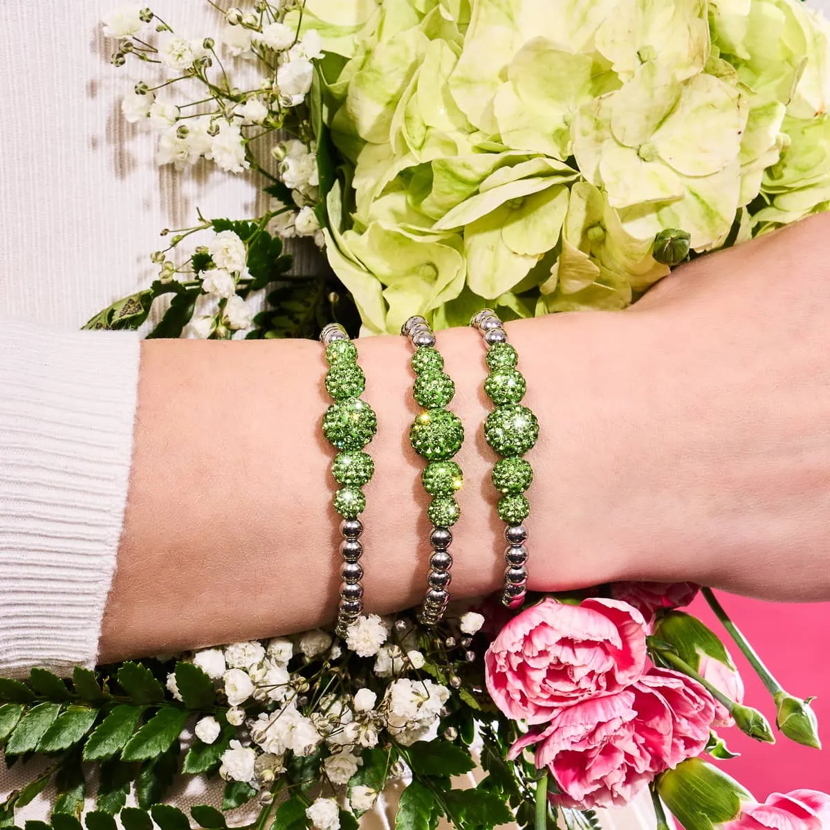 Palm Green | Crystal Cascade Kikiballa Bracelet